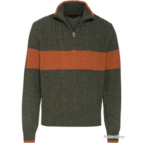 Pull en fil moulin bicolore (Couleur: vert/orange, Taille: 48)