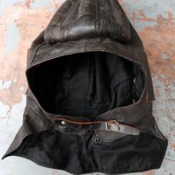 Superbe cagoule de motocycliste werhmarcht type 2nd war superbe état cuir irreprochable