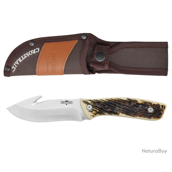 Western Titanium 19247 - Couteau  lame fixe - Crochet  viscrer