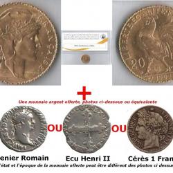 Monnaie or 20 francs sous scellé