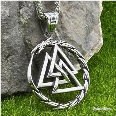 Collier Viking Homme Vegvisir - Pendentif Bouclier Boussole En Acier Inoxydable, Chaîne Réglable 55+5cm