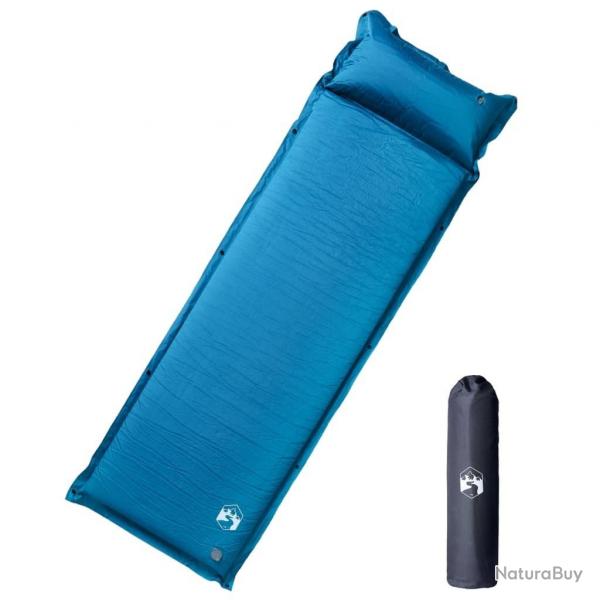 Matelas de camping autogonflant oreiller 1 personne turquoise alsavelo