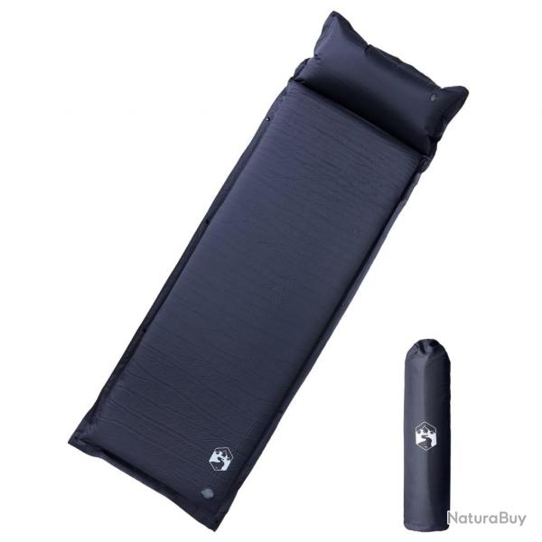 Matelas de camping autogonflant avec oreiller 1 personne gris alsavelo