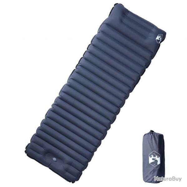 Matelas de camping autogonflant avec oreiller 1 personne gris alsavelo