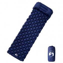 Matelas de camping gonflable et oreiller 1 personne bleu marine alsavelo