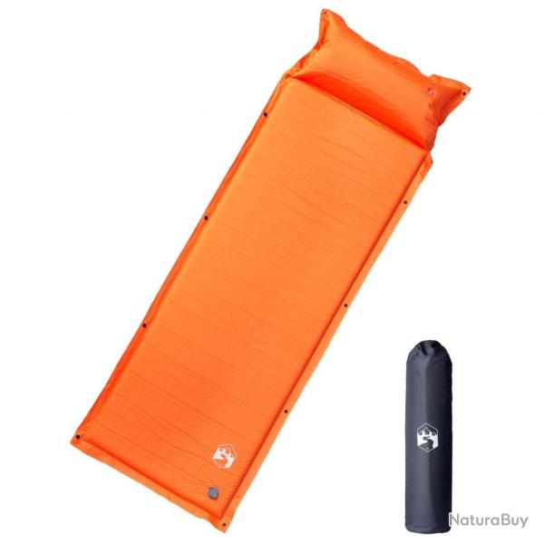 Matelas de camping autogonflant avec oreiller 1 personne orange alsavelo