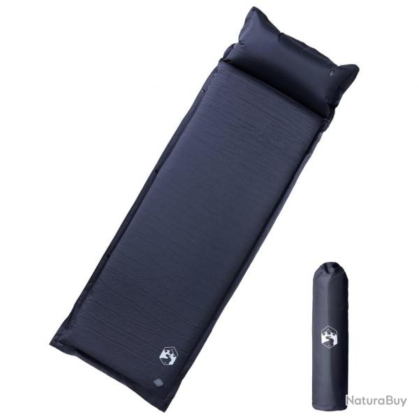 Matelas de camping autogonflant avec oreiller 1 personne gris alsavelo