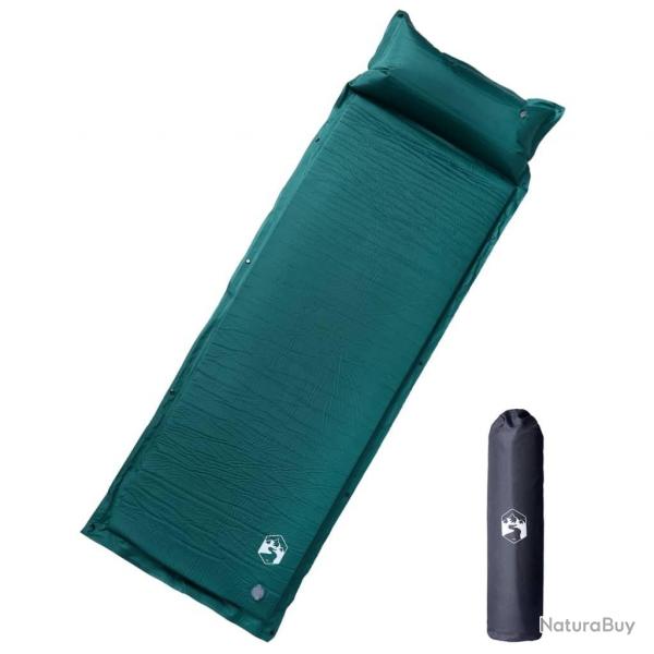 Matelas de camping autogonflant avec oreiller 1 personne vert alsavelo