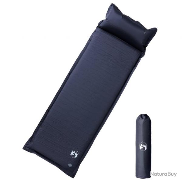 Matelas de camping autogonflant avec oreiller 1 personne gris alsavelo