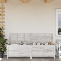 Boîte de rangement de jardin blanc bois massif de sapin alsavelo