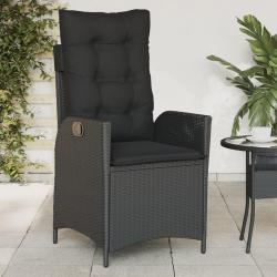 Chaise inclinable de jardin avec coussins noir résine tressée alsavelo