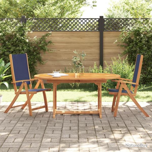 Chaises pliables de jardin lot de 2 bois d'acacia et textilne alsavelo