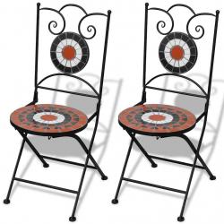 Chaises pliables de bistro 2 pcs Céramique Terre cuite et blanc alsavelo