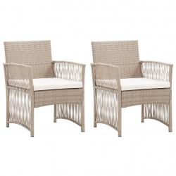 Fauteuils de jardin avec coussins 2 pcs Beige Résine tressée alsavelo