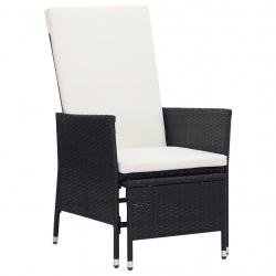 Chaise inclinable de jardin avec coussins Résine tressée Noir alsavelo