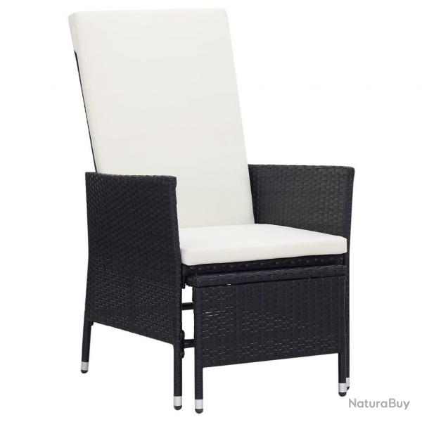 Chaise inclinable de jardin avec coussins Rsine tresse Noir alsavelo
