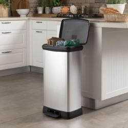 Curver Poubelle duo à pédale Deco 23L+23L Argenté alsavelo