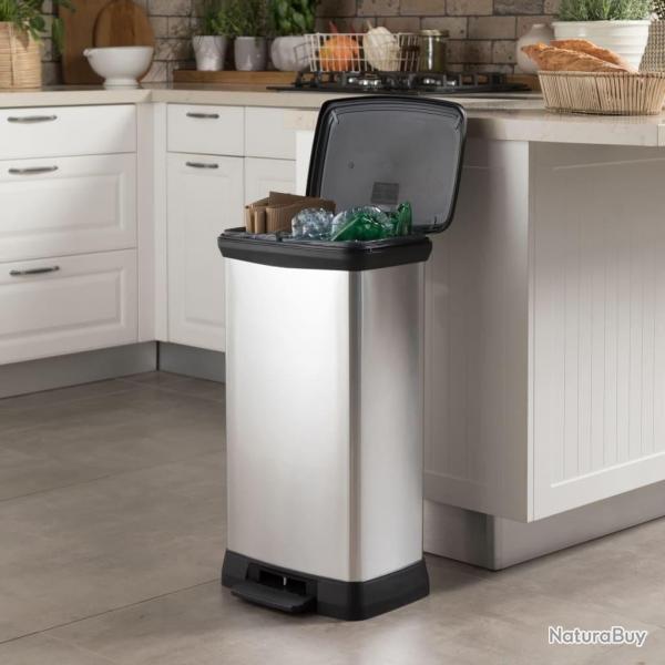 Curver Poubelle duo  pdale Deco 23L+23L Argent alsavelo
