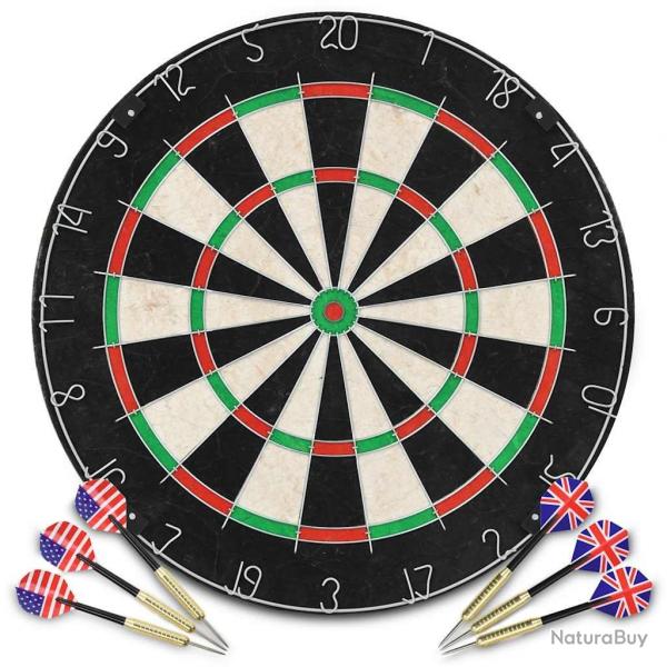 Jeu de cibles professionnel en sisal avec 6 flchettes alsavelo