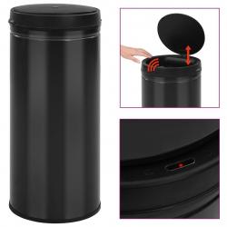 Poubelle à capteur automatique 80 L Acier au carbone Noir alsavelo