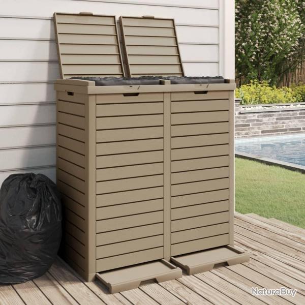 Poubelle d'extrieur marron clair 78x41x86 cm polypropylne alsavelo