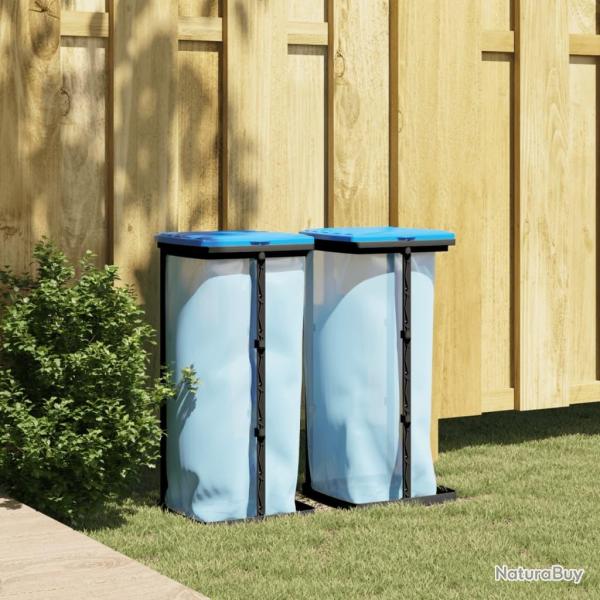 Porte-sacs poubelles 2 pcs noir et bleu 60 L PP alsavelo