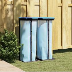 Porte-sacs poubelles 2 pcs noir et bleu 120 L PP alsavelo