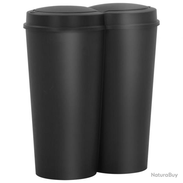 Poubelle double  ordures Noir 50 L alsavelo