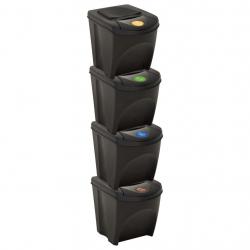 Poubelles empilables 4 pcs Anthracite 100 L alsavelo