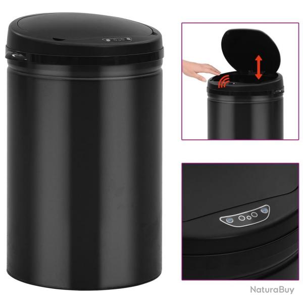 Poubelle  capteur automatique 30 L Acier au carbone Noir alsavelo