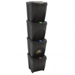 Poubelles à ordures empilables 4 pcs Gris 100 L Polypropylène alsavelo