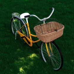 Panier avant de vélo avec couvercle 50x45x35 cm Saule naturel alsavelo