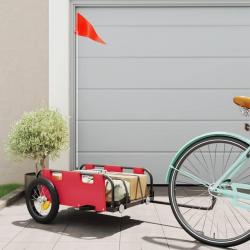 Remorque de vélo rouge tissu oxford et fer alsavelo