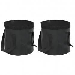 Seaux pliables 2 pcs noir 30 L PVC alsavelo