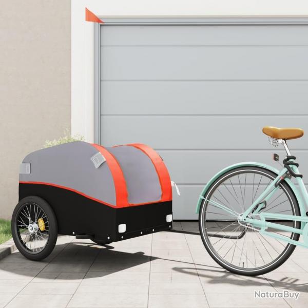 Remorque de vlo noir et orange 45 kg fer alsavelo