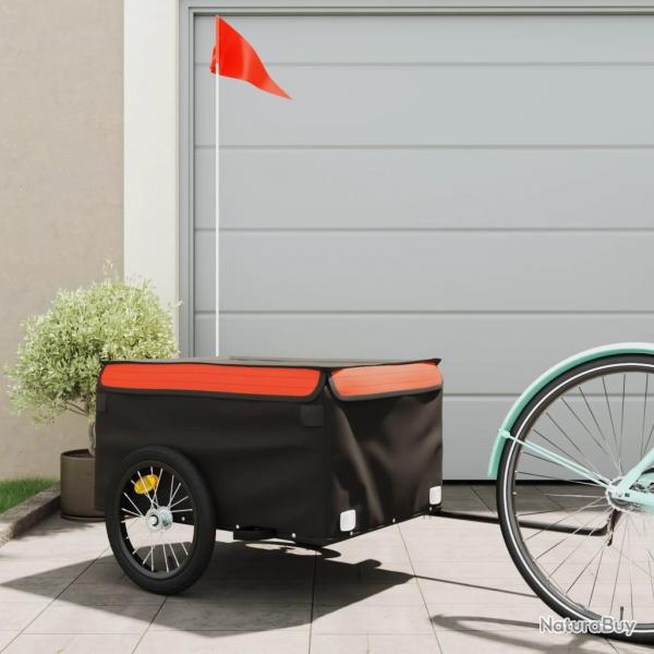 Remorque de vlo noir et orange 45 kg fer alsavelo