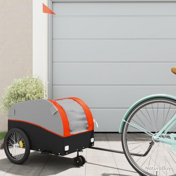 Remorque de vlo noir et orange 30 kg fer alsavelo