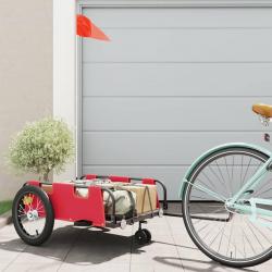 Remorque de vélo rouge tissu oxford et fer alsavelo