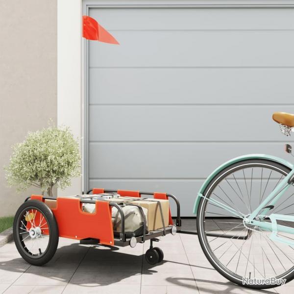 Remorque de vlo orange tissu oxford et fer alsavelo