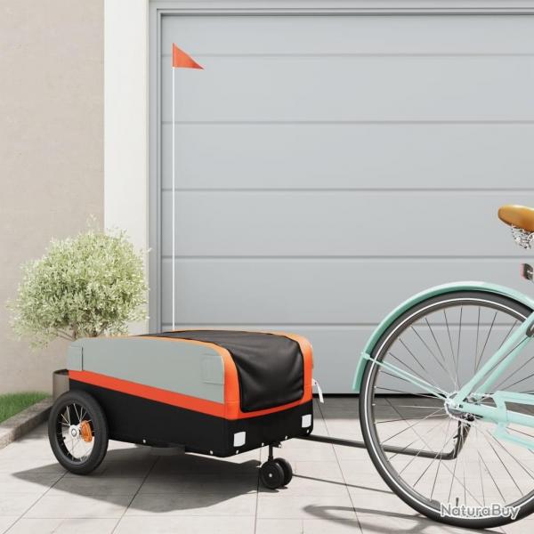 Remorque de vlo noir et orange 30 kg fer alsavelo