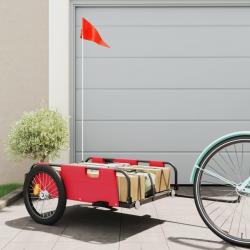 Remorque de vélo rouge tissu oxford et fer alsavelo
