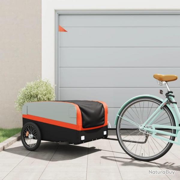 Remorque de vlo noir et orange 45 kg fer alsavelo