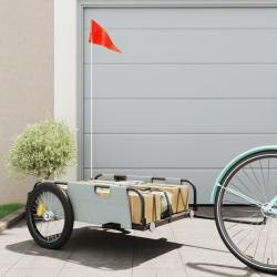 Remorque de vélo gris tissu oxford et fer alsavelo