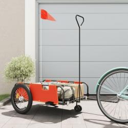 Remorque de vélo orange et noir tissu oxford et fer alsavelo