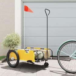 Remorque de vélo jaune et noir tissu oxford et fer alsavelo