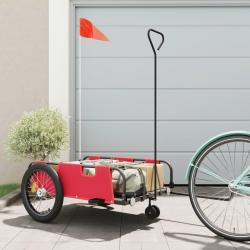 Remorque de vélo rouge et noir tissu oxford et fer alsavelo