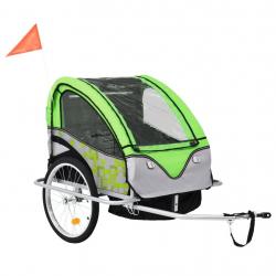 Remorque de vélo et poussette 2-en-1 vert et gris alsavelo