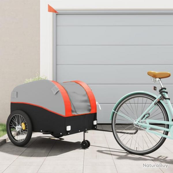 Remorque de vlo noir et orange 45 kg fer alsavelo