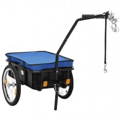 Remorque de vélo/chariot à main 155x60x83 cm acier bleu alsavelo