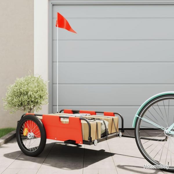 Remorque de vlo orange tissu oxford et fer alsavelo